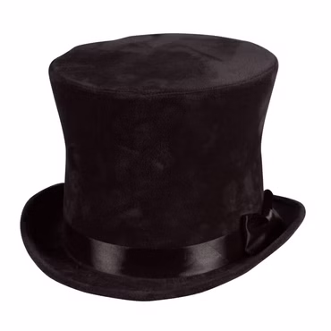 schwarzer Zylinder Hut Flair samtiger Zylinderhut Chapeau Karneval Fasching