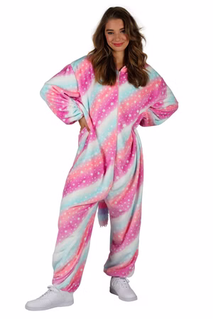 Einhorn Kostüm Damen Herren Plüsch Unicorn Overall Märchen Karneval Fasching