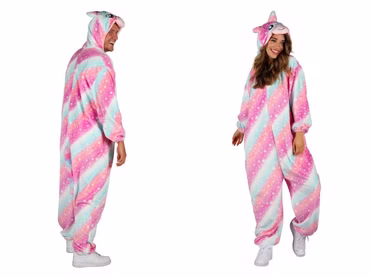 Einhorn Kostüm Damen Herren Plüsch Unicorn Overall Märchen Karneval Fasching