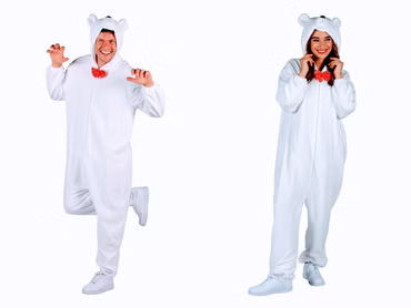 Eisbär Plüschkostüm Damen Herren Plüsch Overall Märchen Karneval Fasching