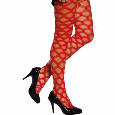 Kostüm Netzstrumpfhose rot Strumpfhose großes Netz Karneval Fasching
