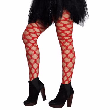 Kostüm Netzstrumpfhose rot Strumpfhose großes Netz Karneval Fasching