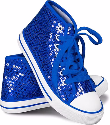 blaue Glitzerschuhe Pailletten Sneaker Kostüm Schuhe Clown Karneval Fasching