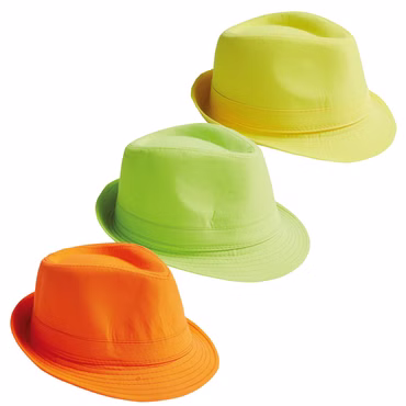 Party Hut Fedora neon gelb grün oder orange Getränke Summer Karneval Fasching