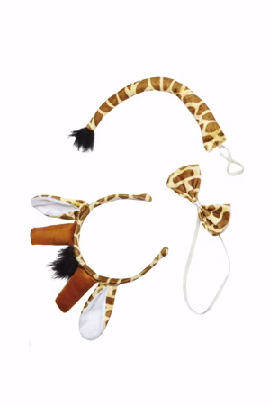 Giraffen Set Haarreif m Ohren Schwanz Fliege Safari Tiere Karneval Fasching