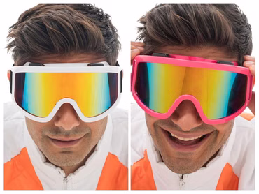 Party Skibrille Skimaske weiß oder pink Partybrille Apres Ski Karneval Fasching