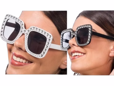 Party Brille mit Strass sz od weiß Glitzerbrille Glamour Karneval Fasching Party