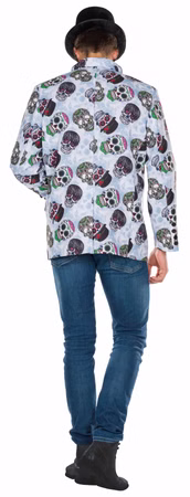 Halloween Herren Jacke Skull Blazer bunte Totenköpfe Halloween Motto Karneval