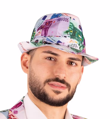 Euro Hut Geldscheine Money Fedora Geld Karneval Motto Fasching Kostüm