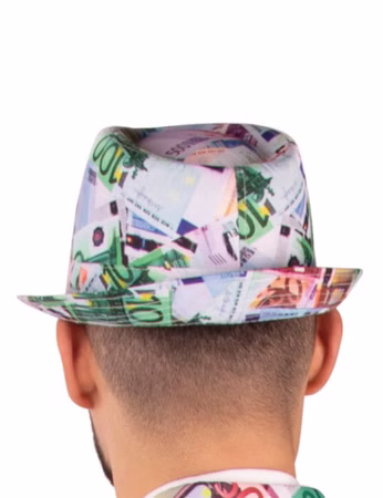 Euro Hut Geldscheine Money Fedora Geld Karneval Motto Fasching Kostüm