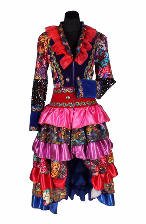 edle bunte Kostüm Jacke lang Damen Fiesta Carnevale Karnevalsjacke Fasching