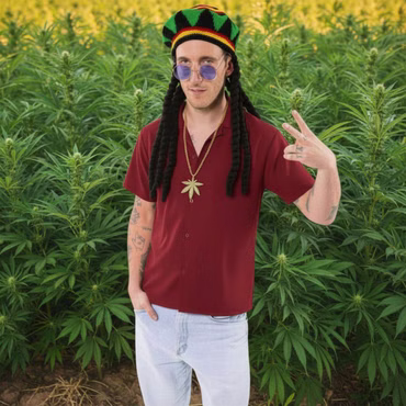 Hanf Kette goldfarben Hanfblatt Cannabis Hawai Reggae Karneval Fasching