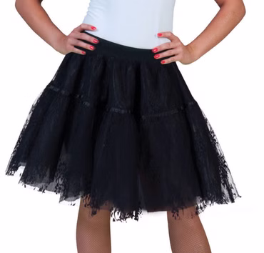 schwarzer Tüllrock Petticoat Spitzen Rock Spitzenrock Tutu Kostüm Karneval