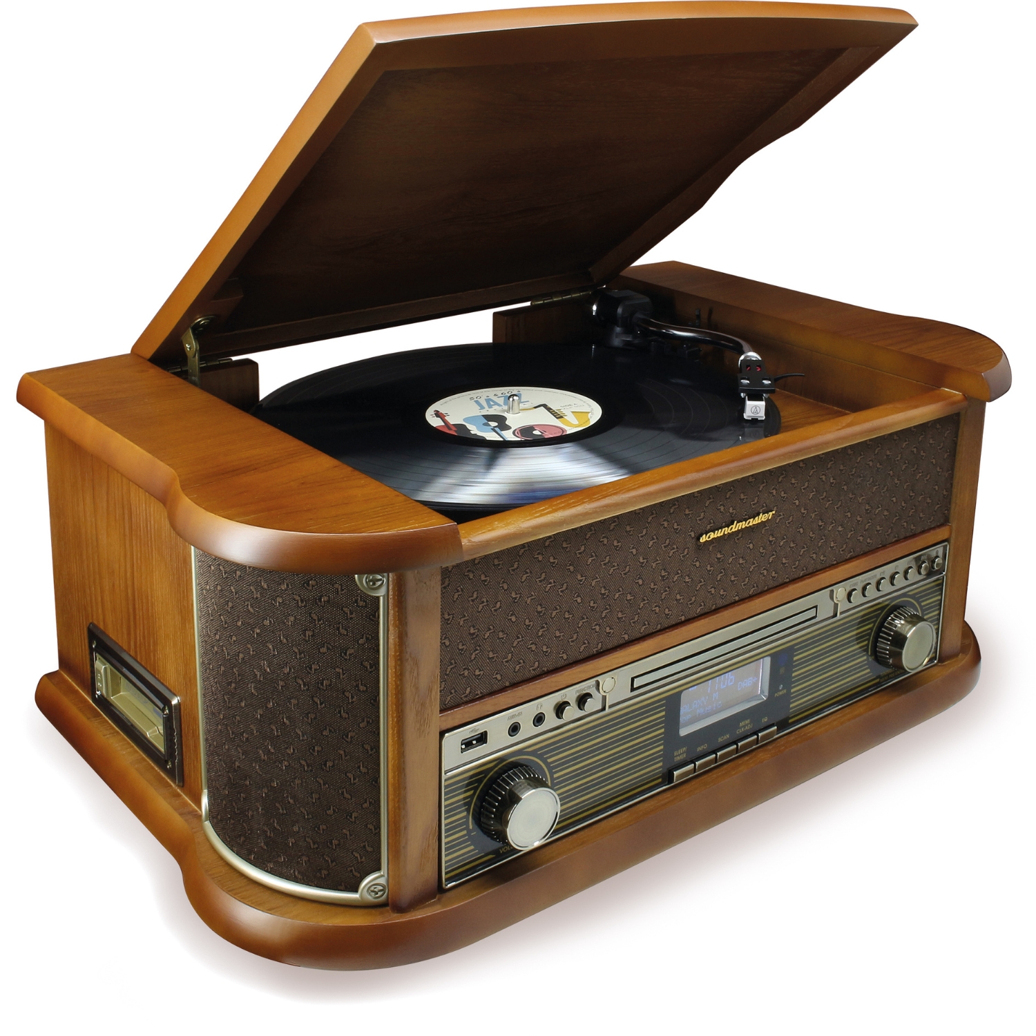 Soundmaster NR566BR Nostalgie Plattenspieler Radio DAB+ CD MP3  USB Kassette BT