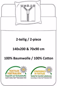 Jurassic World Bettwäsche Set JW-9106BL140 x 200 + 70 x 90 cm Bio Baumwolle zertifiziert Reissverschluss