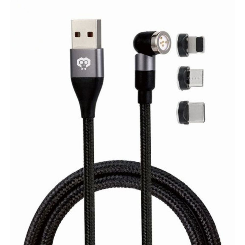 MonkeyTEC 3 in 1 Magnetisches Ladekabel mit Schnellladefunktion und Datenübertragung 540° drehbar für iPhone/Micro-USB/USB-C