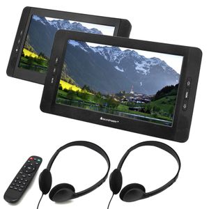 Soundmaster PDB1850SW tragbarer DVD-Player 2 Monitore mit 25,9 cm / 10.1" LCD Bildschirmen 16:9 Kopfhörern Kopfpstützenhalterung Auto Akku 5.000 mAh Fernbedienung