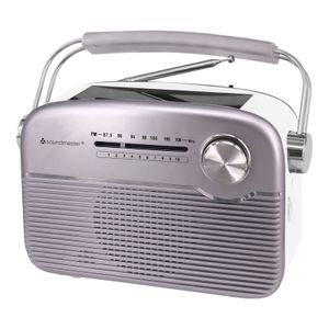 Soundmaster TR480SI tragbares Radio mit Solar und Lithium Akku Retro Nostalgie Kopfhöreranschluss, silber