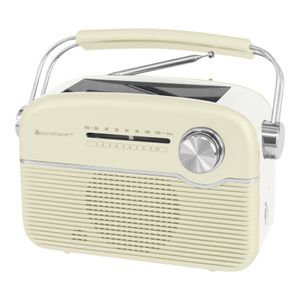Soundmaster TR480BE tragbares Radio mit Solar und Lithium Akku Retro Nostalgie Kopfhöreranschluss, beige