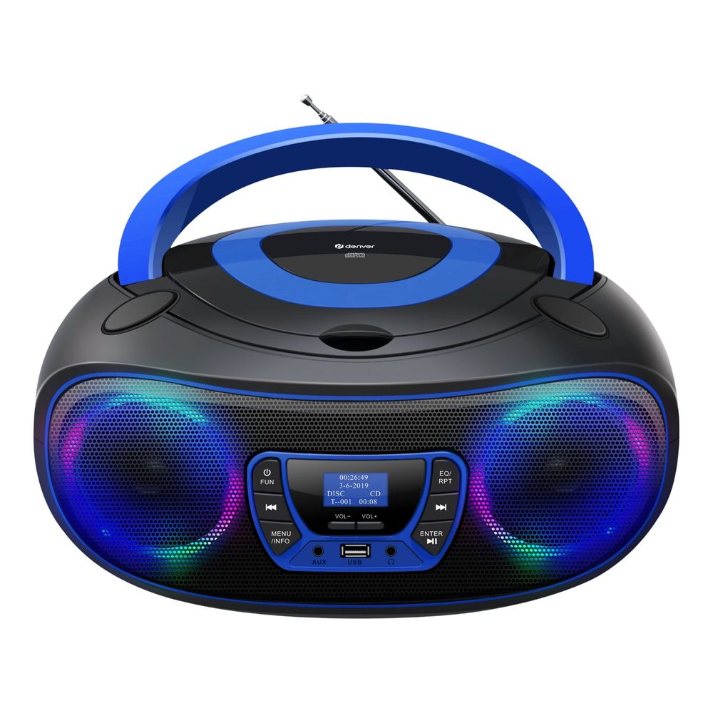 DENVER TDB-212 – DAB+ Boombox mit Bluetooth, CD-Player, AUX, USB, MP3, LED & Fernbedienung