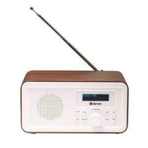 DENVER DAB-30DW – Kompaktes DAB+ Radio mit Bluetooth, Backlit-Display & Weckfunktion, Holzgehäuse, dunkelbraun