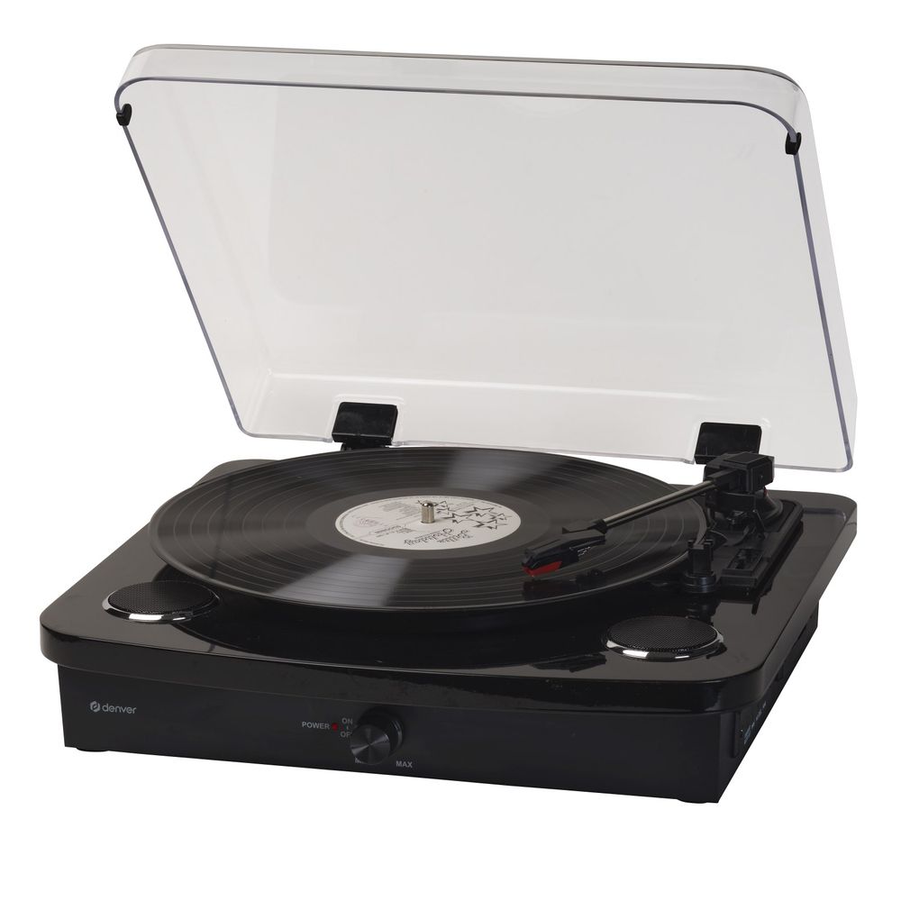 Denver VPL-230 Retro-Plattenspieler mit Bluetooth Senden & Empfang für z.B. Kopfhörer, USB-Aufnahme & Lautsprecher