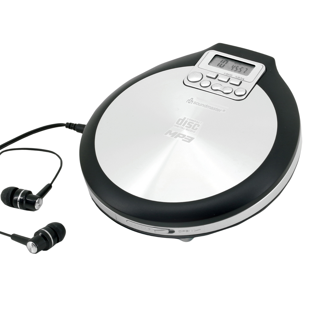 Soundmaster CD9220 tragbarer CD-Player im Discman-Stil mit Hörbuch- & Resume-Funktion, Anti-Shock & X-Bass