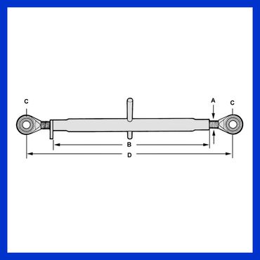 Gewinde-Oberlenker Kat 1 – M22 X 2,5 Mm Hülse, Länge 426–590 Mm – 19 Mm Bolzen – Für Traktoren & Anhänger
