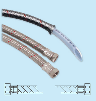 1m PE-Schlauch 1“ mit Edelstahlumflechtung