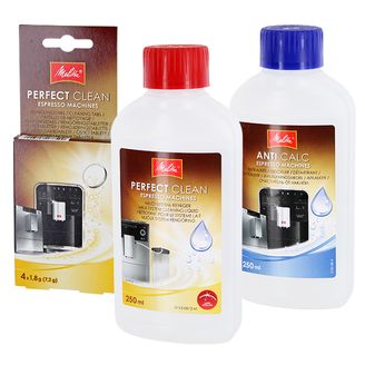 Melitta Sparset mit Milchsystem-Reiniger, Entkalker und Reinigungstabs