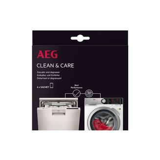 AEG Clean & Care Entkalker und Entfetter 9029798049  für Waschmaschinen und Geschirrspüler (Packung mit 6 Beuteln)