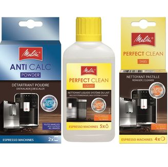 Melitta Entkalker ANTI CALC + Reinigungstabs PERFECT CLEAN + Milchsystemreiniger