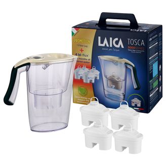 LAICA J9059A1 Wasserfilter Set Karaffe Tosca inkl. 4 bi-flux Kartuschen