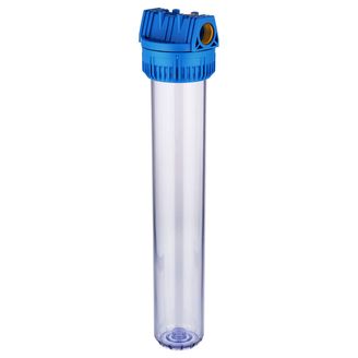 AQUA 20" Wasser Filter Gehäuse klar mit 1" Messing Anschlüssen