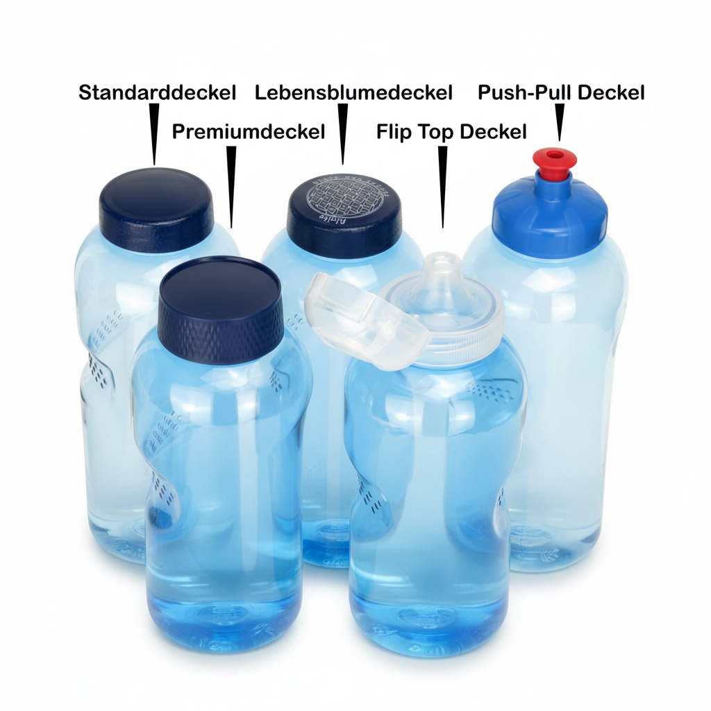 3x Kavodrink Trinkflasche aus Tritan 1,0 Liter, ohne Weichmacher & BPA enthält neue blaue Deckel mit integrierter Dichtung auslaufsicher | Wasserstore