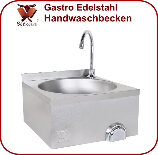 Handwaschbecken Gastro Waschbecken Edelstahl Edelstahlspüle Seitige Aufkantung