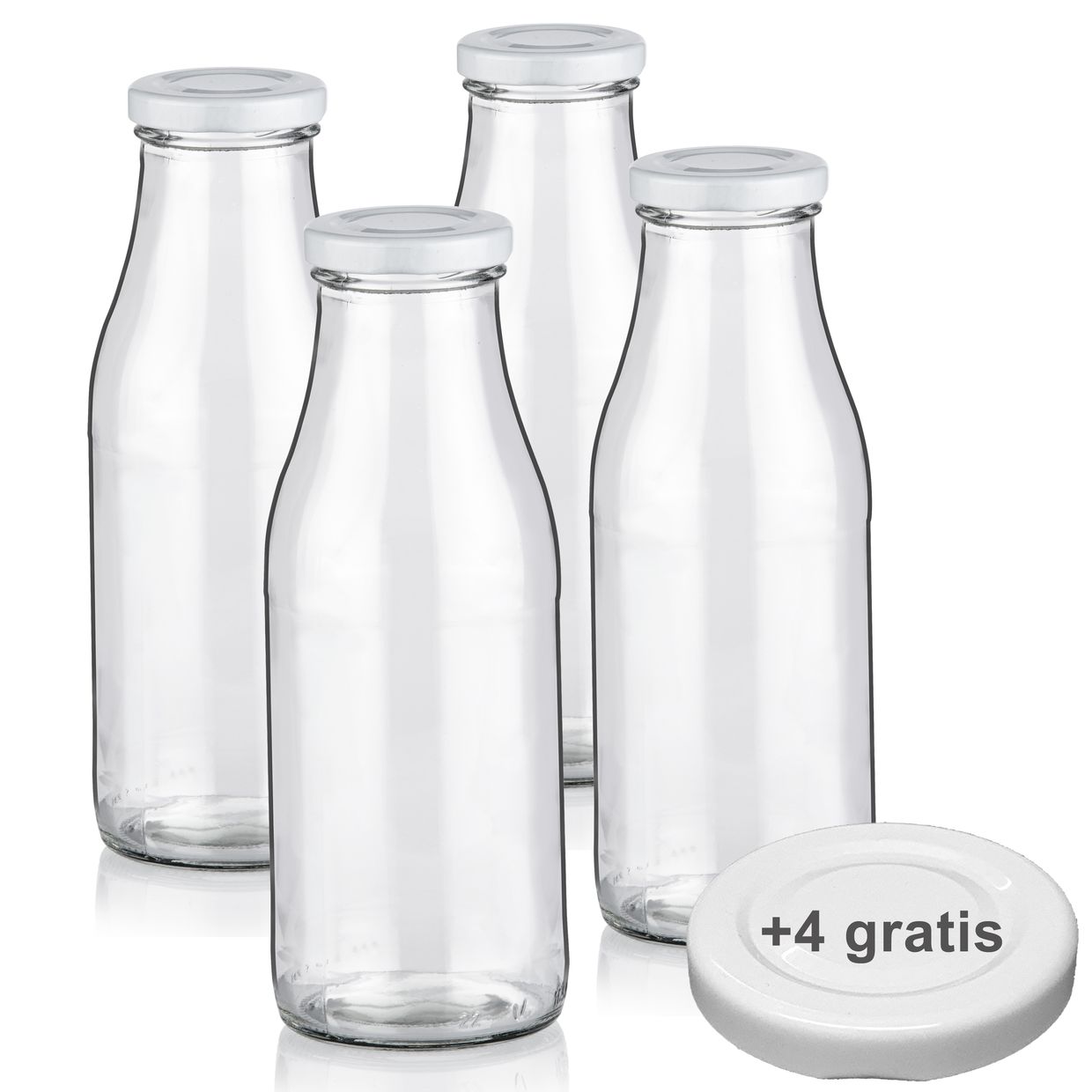 Milchflaschen 0,5L Saftflaschen 500ml leere Glasflaschen Weithalsflaschen Deckel BPA frei