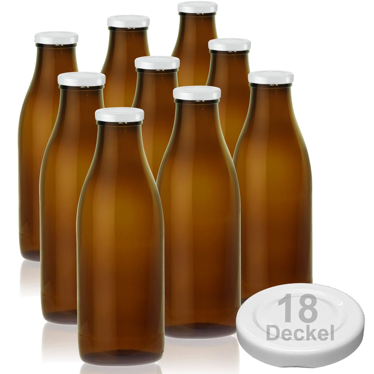 Milchflaschen 1L Saftflasche 1000ml leere Glasflaschen Flaschen mit Deckel BPA frei