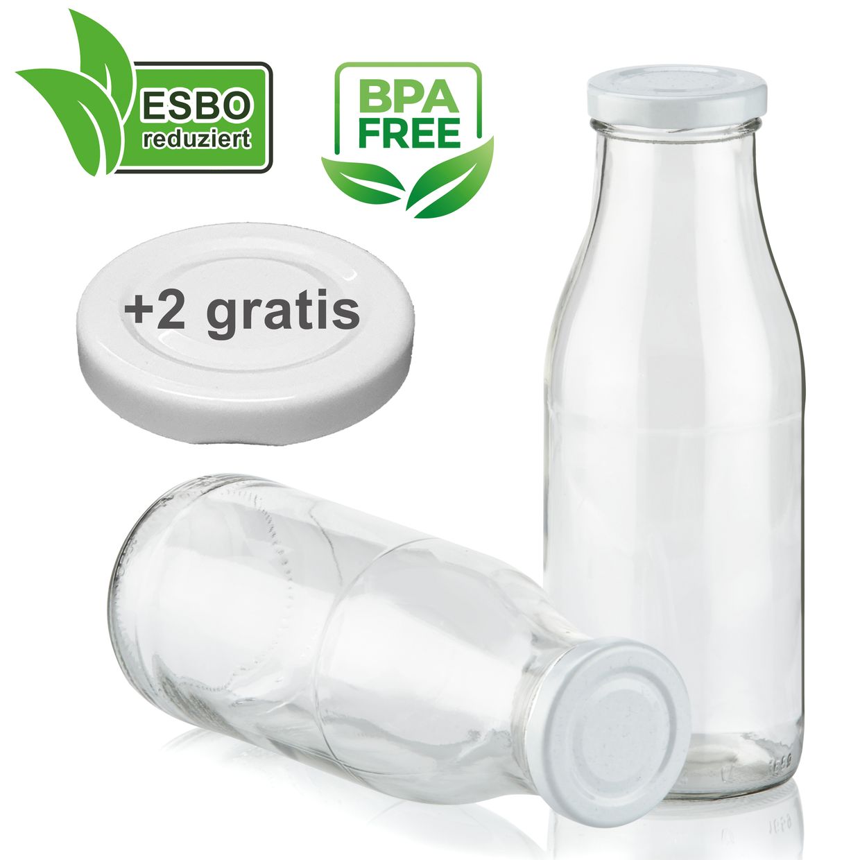Milchflaschen 1L Saftflasche 1000ml leere Glasflaschen Flaschen mit Deckel BPA frei