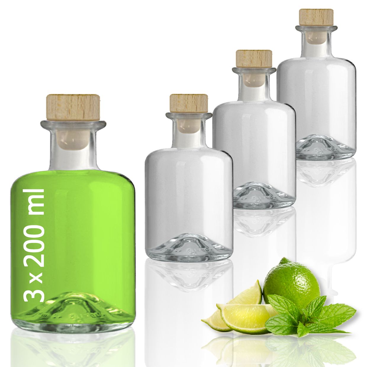 Apothekerflaschen 200ml Glasflaschen leer für Essig Öl Likör mit 3/5/9/18 oder 27 Flaschen zum selbst Befüllen 0,2l