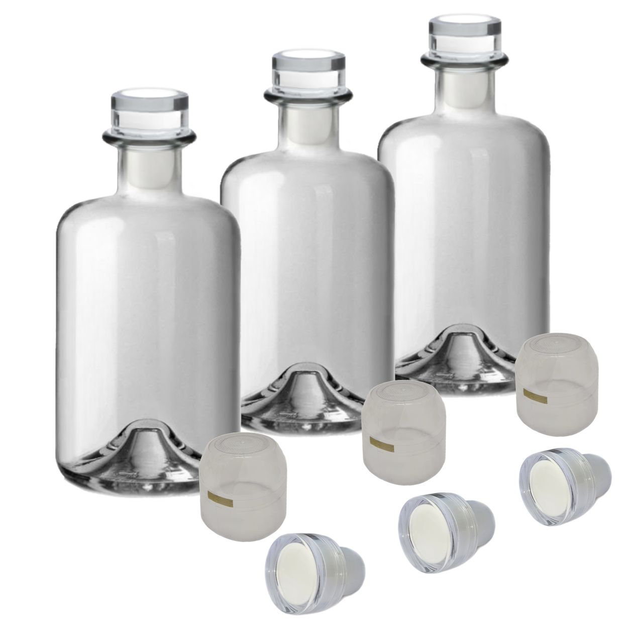 Flaschen Set Apothekerflaschen leer 200 ml mit Korken & Kapseln zum Verschließen