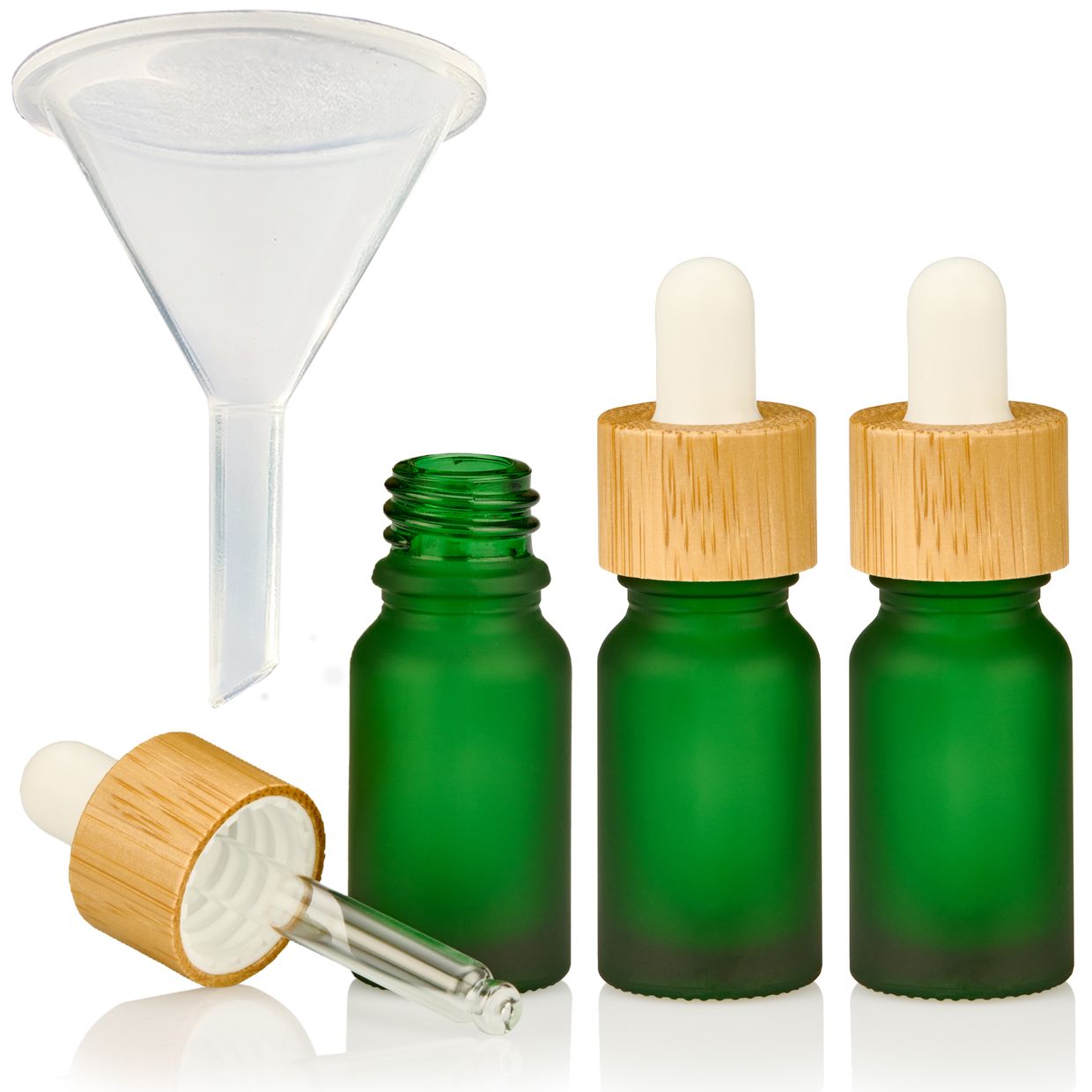 Pipettenflaschen Tropfflasche grün matt mit Trichter hochwertige Dropper Flaschen leer Glasflaschen mit Pipette für Parfüm E Liquid CBD DMSO ätherische Öle Aromatherapie Bachblüten
