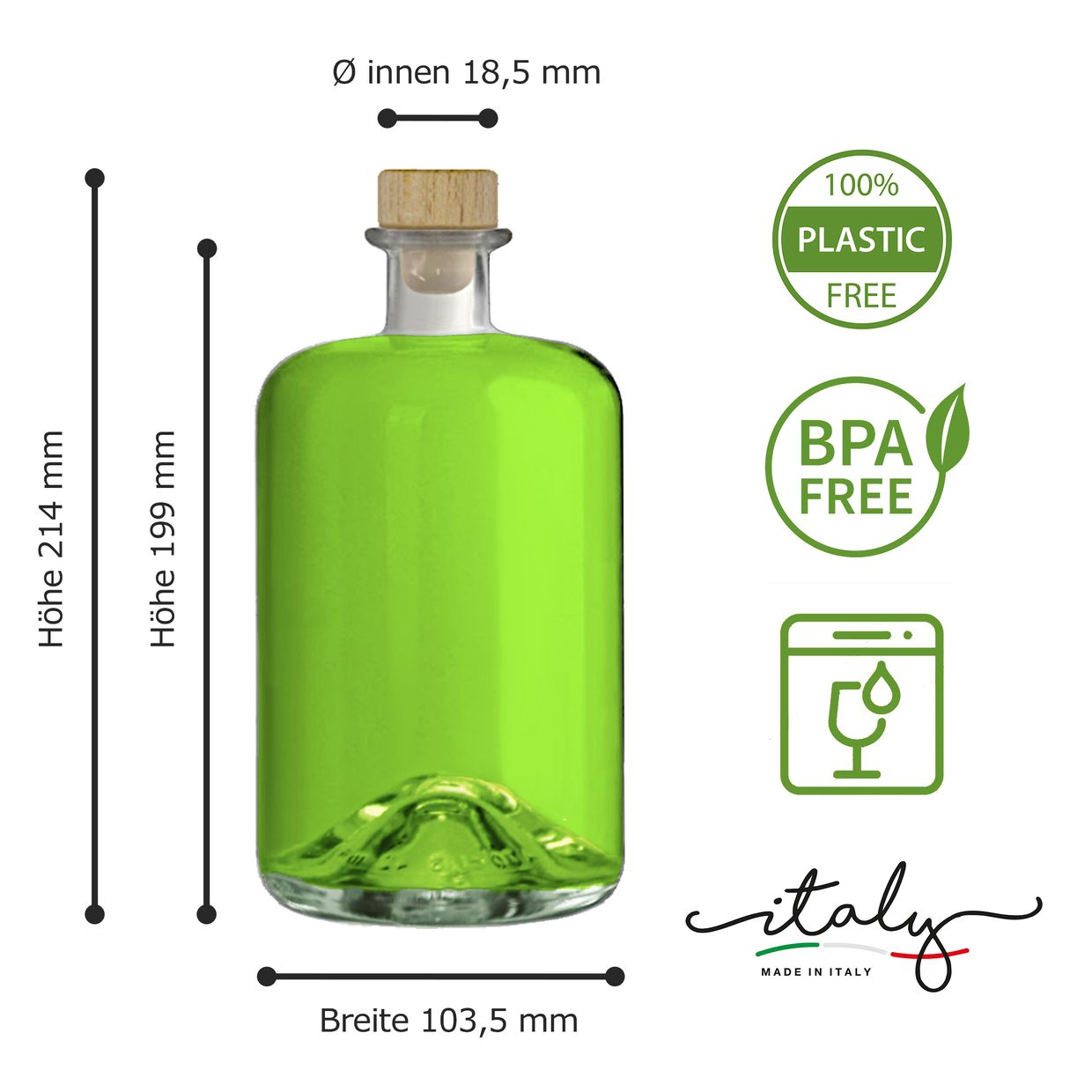 Apothekerflaschen 1000ml Glasflaschen leer für Essig Öl Likör mit 3/5/9/18 oder 27 Flaschen zum selbst Befüllen 1 Liter