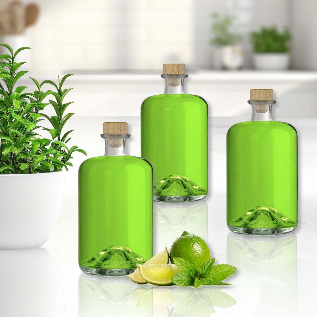 Apothekerflaschen 1000ml Glasflaschen leer für Essig Öl Likör mit 3/5/9/18 oder 27 Flaschen zum selbst Befüllen 1 Liter