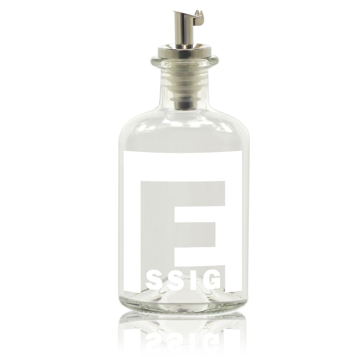 Essig / Öl Flasche leer aus Glas mit Geschenkbox & Edelstahl Ausgiesser