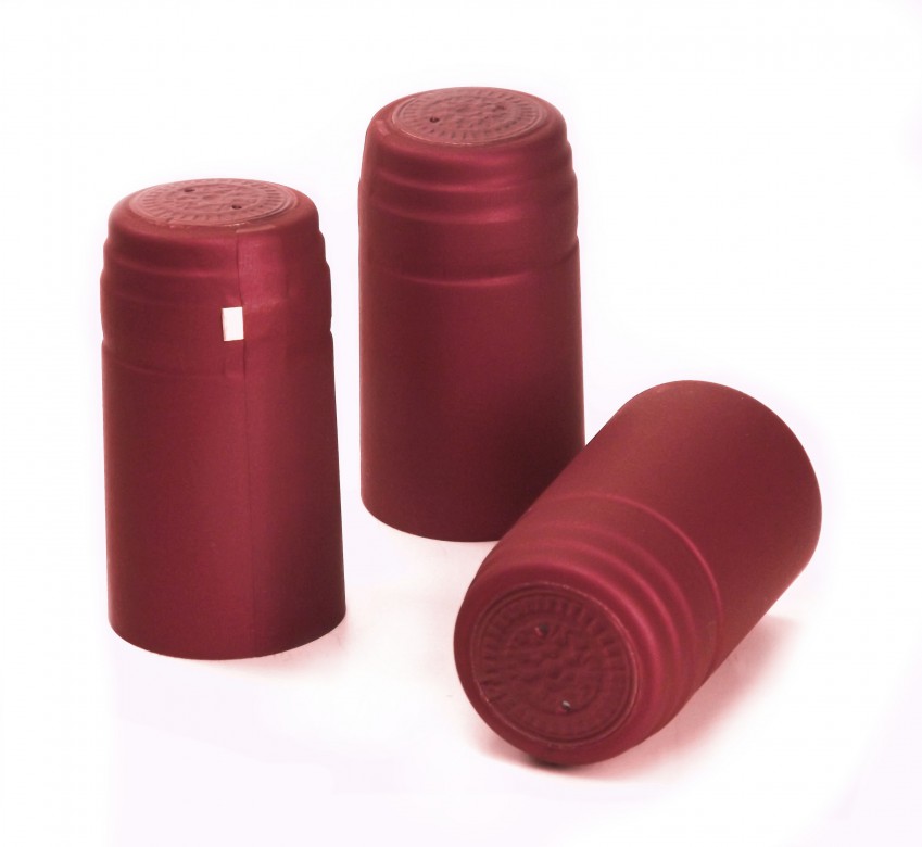 Schrumpfkapsel für Glas Flaschen Granat rot seidenmatt Flaschenkapsel mit Siegel
