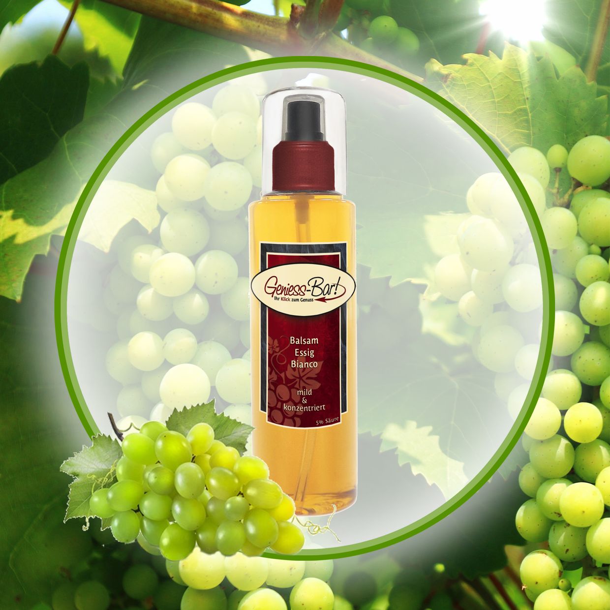 Weißer Balsam Essig Bianco Sprühflasche 0,26L Sehr mild & konzentriert 5% Säure Pumpspray
