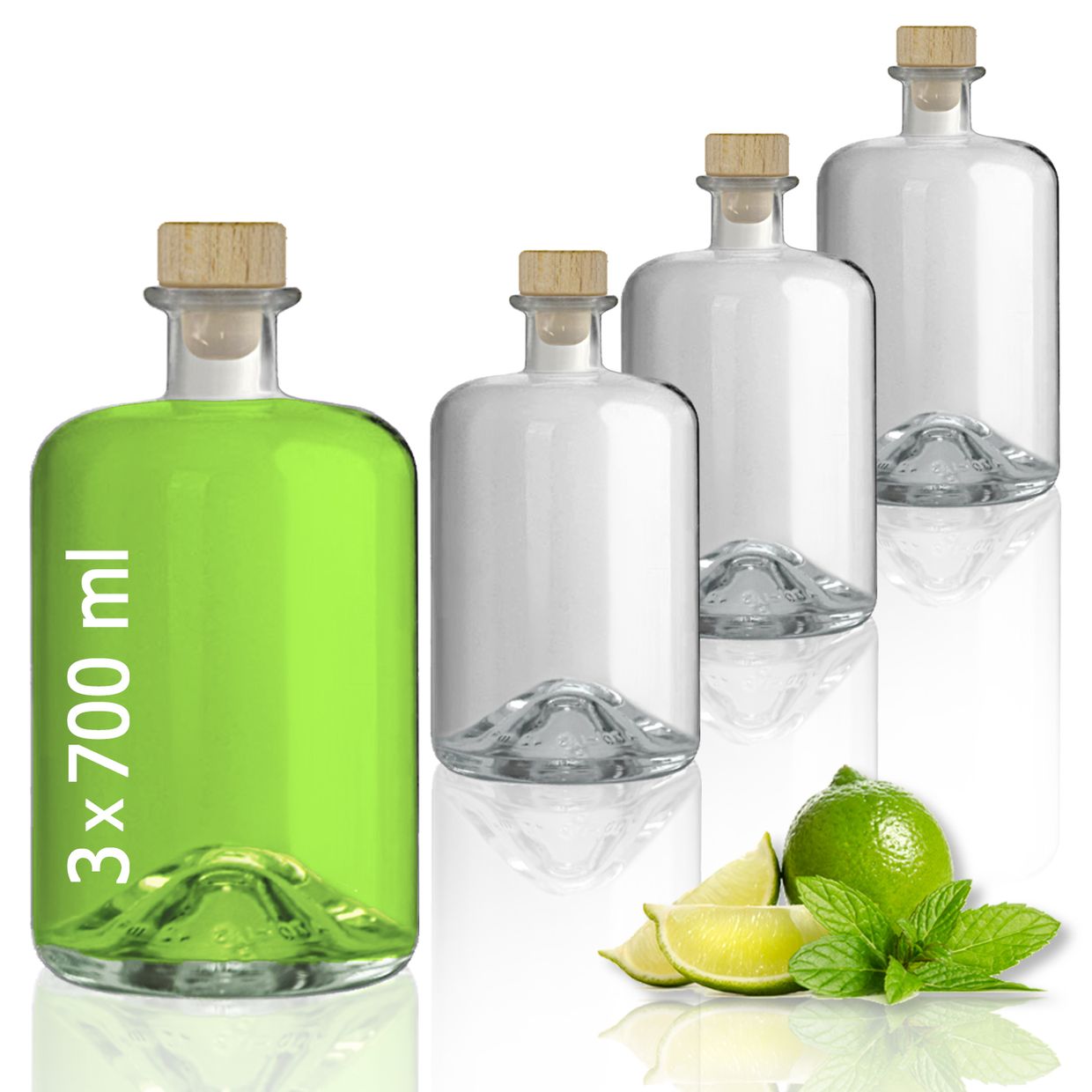 Apothekerflaschen 700ml Glas Flaschen leer Essigflaschen Ölflaschen Schnapsflaschen Likörflaschen zum selbst befüllen