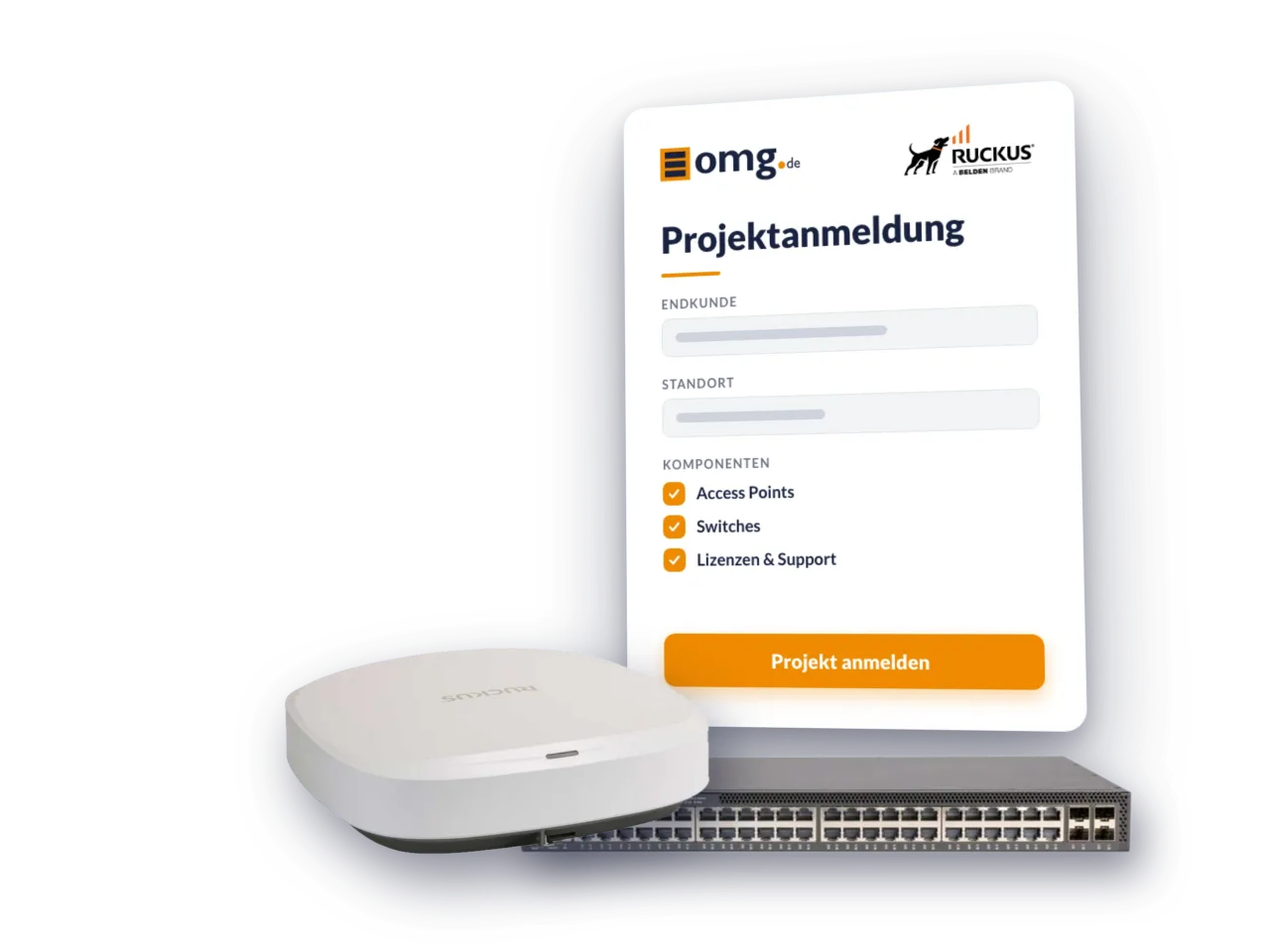 RUCKUS Access Point und Switch mit Projektanmeldung