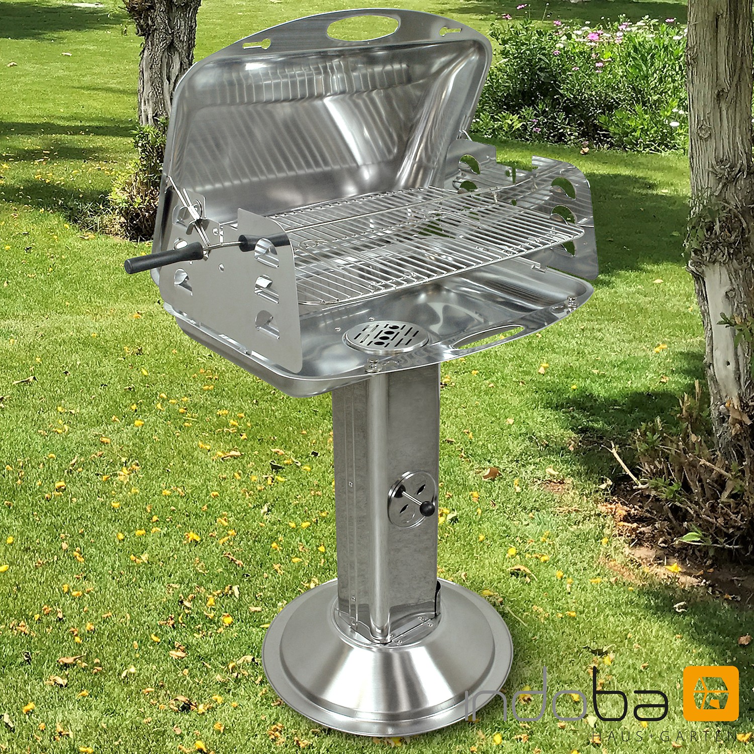 Säulengrill Carbo - Edelstahl - Holzkohle Gartengrill,